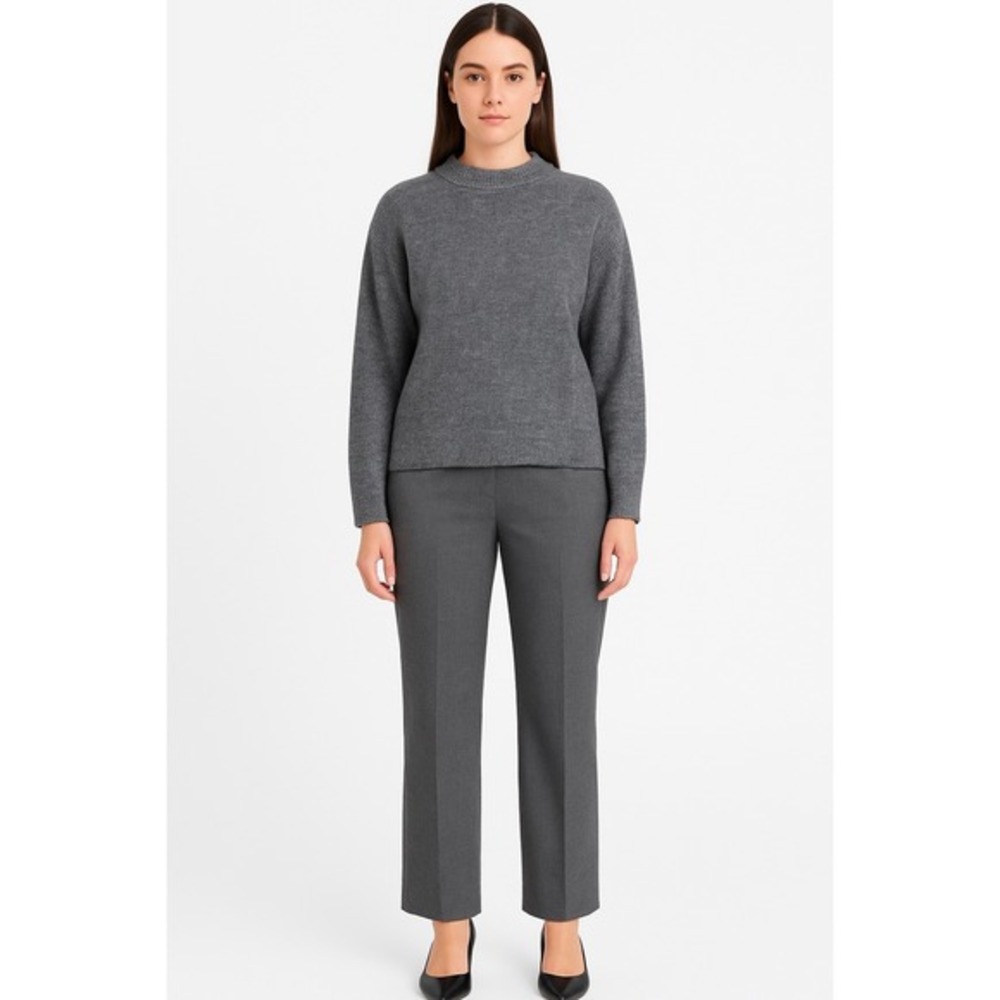 ZARA Mock Neck Ribbed Knit Sweater Long Sleeve Casual Gray M Minimalist 61-05